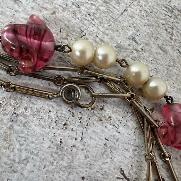 Vintage 28” Murano Glass And Faux Pearl Infinity Necklace - Picture 5 of 7
